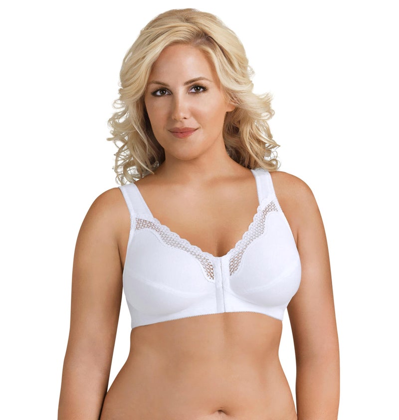 Exquisite Form 5100531 Women's FULLY Wireless Cotton Back & Posture Support Bra with Front Closure & Lace - Image 1